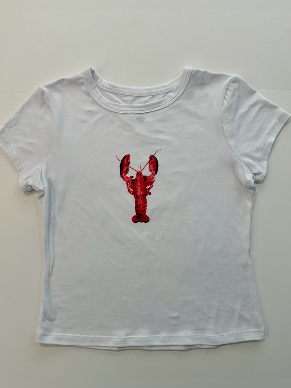 White Lobster Graphic Fitted Tee Coastal New England Nantucket Top M